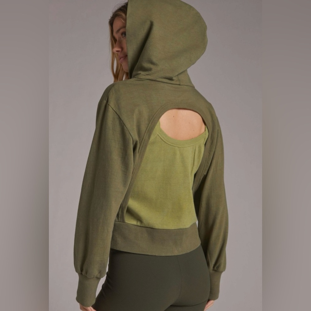 Anthropologie Green Boxy Cutout Sweatshirt